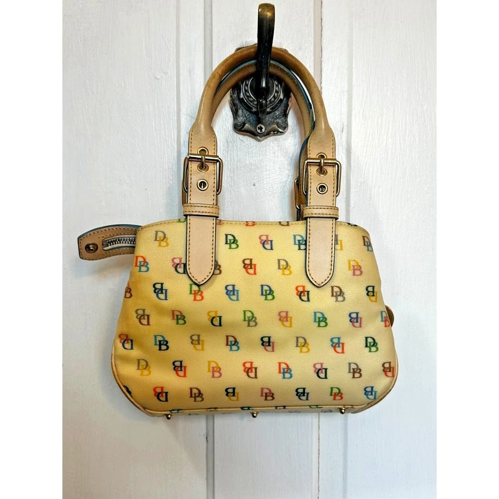 Dooney‎ & Bourke Small Mini Satchel Cream Rainbow Zipper Heart Charm Bag